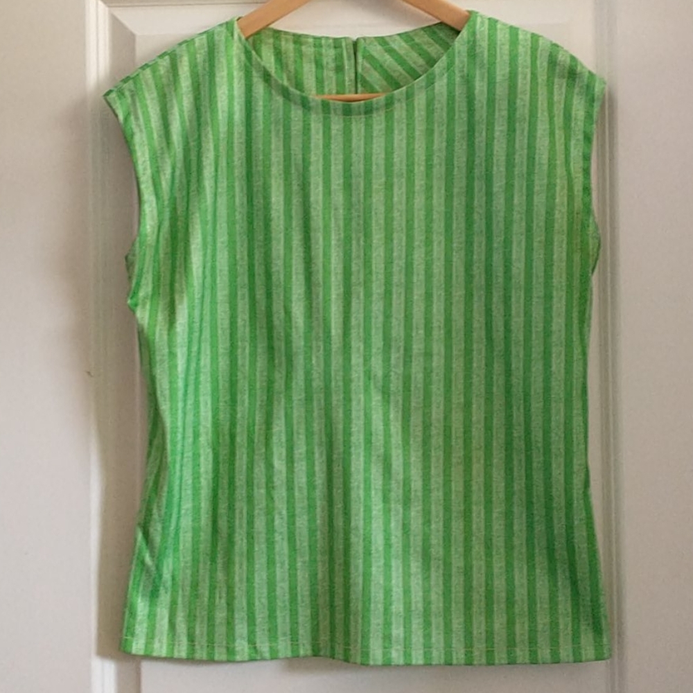 Vintage Green Striped Shirt with Matching Scarf